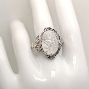 Rare Vintage Sterling Silver Clear Intaglio Ring
